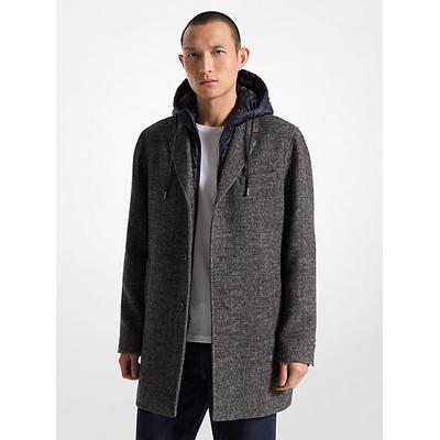 Michael Kors Coatbridge 2-in-1 Herringbone Wool Blend Coat Black M