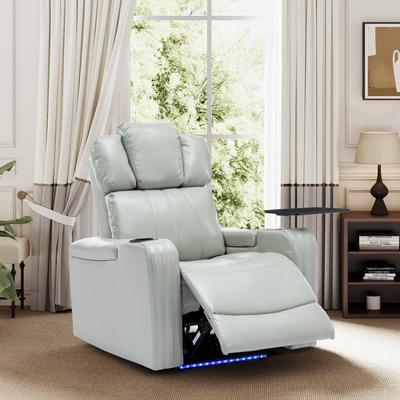 Power Recliner Individual Seat Home Theater Recliner with Cup Holder Bluetooth Speaker LED Lights USB Ports Tray Storage