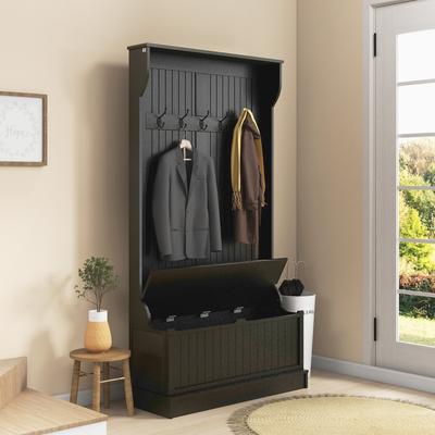 3-In-1 Entryway Hall Tree with Storage Bench and Coat Rack