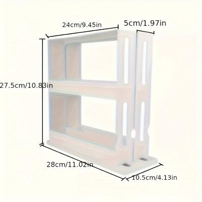 TEMU 2-tier Rotating Spice Rack Organizer - 1pc Plastic, Fragrance-free, Space-saving Countertop Storage For Kitchen, Bathroom & Home Office - Household Organization Accessory Image