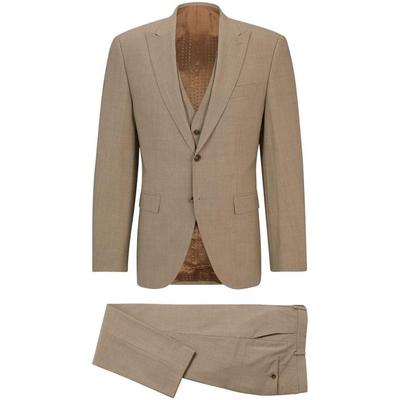 Three-Piece Virgin Wool Suit - Natural - Boss Suits