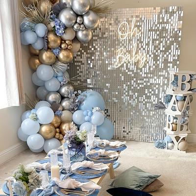 TEMU 30 Panels 6ftx5ft Silver Sequin Wall Backdropiridescent Shimmer Backdrop Panels Party Backdrop Rainbow Glitter Birthday Backdrops Sheets Bridal Shower Parties