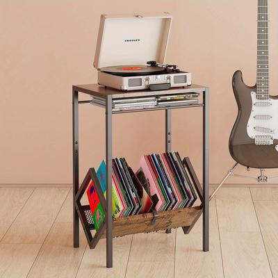 TEMU Record Player Holder With Vinyl Record Storage Rack, 3-layer End Table Vinyl Record Display Turntable Holder, Vinyl Organizer For Files, Books, Magazines, Can Hold Up To 100 Lp Albums