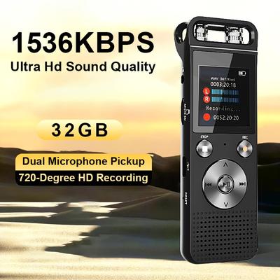 TEMU 32gb/80gb For Lectures And Meetings, Voice Activated Recording And Password , 7-level Intelligent Recorder, Agc , Suitable For Students, Teachers, Journalists