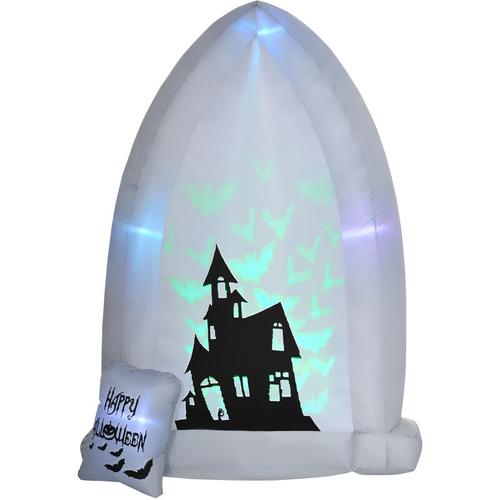 Homcom - 210cm Grabstein Halloweendeko Aufblasbarer Grabstein mit led Lichtprojektion und Gebläse