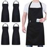 4 Pack Chef Tabliers, Noir Tablier avec 2 Poches, Etanche Réglable Tablier pour Homme Femme,Tablier