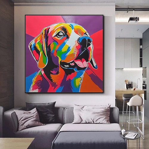 Mintura handgefertigte, farbenfrohe Ölgemälde mit Hunden und Tieren auf Leinwand, Wandkunst, Dekoration, moderne abstrakte Cartoon-Bilder für die Inneneinrichtung, gerolltes, rahmenloses, ungedehntes Image