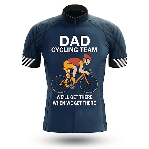 Herren Radtrikot Grafik Buchstaben Zahlen Lustig Kurzarm Fahhrad Trikot Oberteil mit 3 Gesäßtaschen Mountainbike MTB Straßenradsport Schnelltrocknend Reflektierende Streifen Rückentasche Image