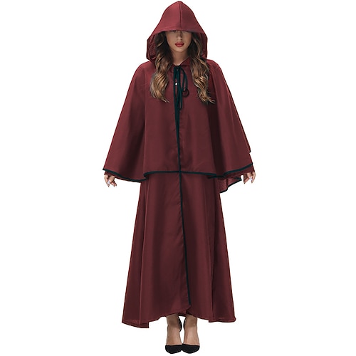 Retro Vintage Mittelalterlich Renaissance Umhang Kapuzencape Hexe Pestdoktor Magier Kostüm Damen Fantasie Walpurgisnacht Halloween Karneval Party LARP Renaissance-Messe Erwachsene Umhang Image