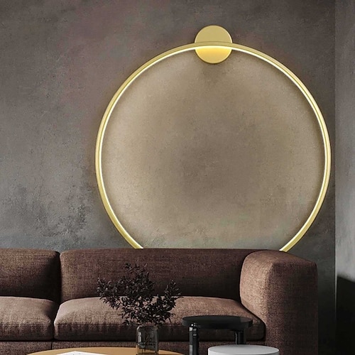 Runde LED-Wandleuchten für den Innenbereich, moderne Ring-Wandleuchte, Wandleuchte aus der Mitte des Jahrhunderts, Kreis-Wandleuchten, Wanddekor, Gold/Schwarz, 85–265V Image