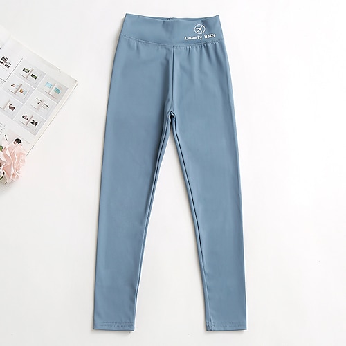 kinderkleidung Mädchen Mit Fleece gefütterte Leggings Feste Farbe Aktiv Outdoor 7-13 Jahre Winter Schwarz Weiß Rosa Image