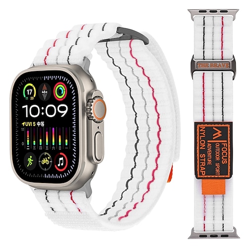 Sportarmband Kompatibel mit Apple Watch Armband 38mm 40mm 41mm 42mm 44mm 45mm 49mm Metallverschluss Verstellbar Atmungsaktiv Nylon Ersatzarmband für iwatch Ultra 2 Series 9 8 7 SE 6 5 4 3 2 1 Image