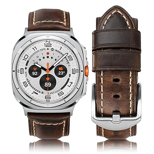 Uhrenarmband für Samsung Galaxy Watch 7/6/5/4 40/44mm, Watch 5 Pro 45mm, Watch 6 Classic 43/47mm, Watch 4 Classic 42/46mm Ultra ansehen PU - Leder Ersatz Gurt Frauen Männer Lederverbindung Armband Image