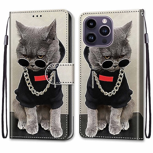 Handy Hülle Handyhüllen Für iPhone 14 Pro Max 13 12 11 Pro Max Mini Rückseite Mit Ständer Mit Handgelenkschlaufe Kartenfach Retro TPU PU-Leder Image