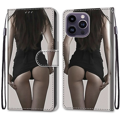 Handy Hülle Handyhüllen Für iPhone 14 Pro Max 13 12 11 Pro Max Mini Rückseite Mit Ständer Mit Handgelenkschlaufe Kartenfach Retro TPU PU-Leder Image