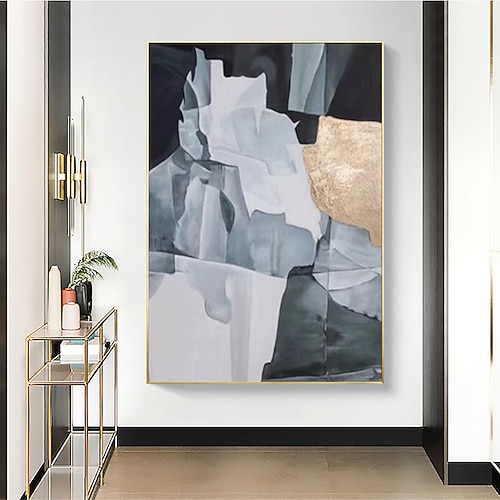 handgefertigte Ölgemälde Leinwand Wandkunst Dekoration modern schlicht schwarz und weiß abstrakt für Wohnkultur gerollt rahmenlos ungedehnt Gemälde Image