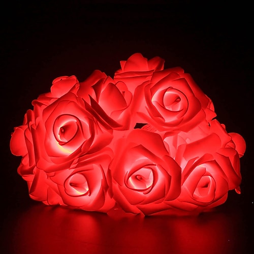Elegante Hochzeitsfeier Rosen Lichterkette 40/20/10 LED Batteriebetriebene Girlande Feenlichter 6M/3M/2M für Party Dekoration und Hochzeitsdekoration Image