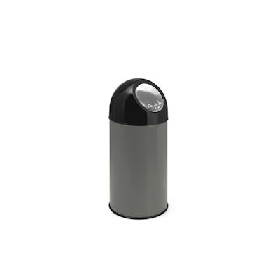 PROREGAL Klassischer Abfallbehälter mit Pushdeckel und Inneneimer | 40 Liter, HxBxT 67x31x31cm | Metall | Metallik Grau Image