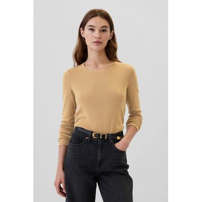 Gap Womens Brown Favourite Cotton-Modal Crew Neck Long Sleeve T-Shirt - Brown