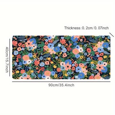 TEMU Dream Colorful Flowers Large Game Mousepad Computer Hd Keyboard Mousepad Desk Pad Natural Rubber Non-slip Office Mousepad Desk Accessories