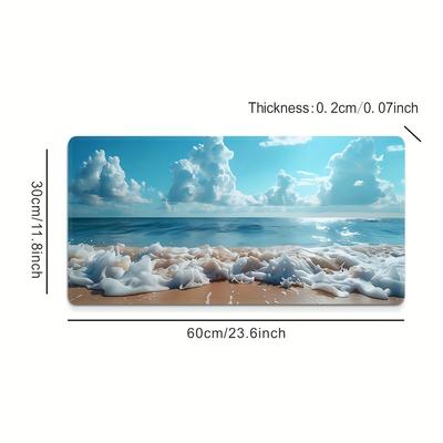 TEMU Extra Large Beach Waves Mouse Pad With Stitched Edges, Slip-resistant Waterproof Rubber Base, Non-slip Office & Gaming Desk Mat, Natural Rubber Material â€“ Ideal For Desktop Accessories, Gifts