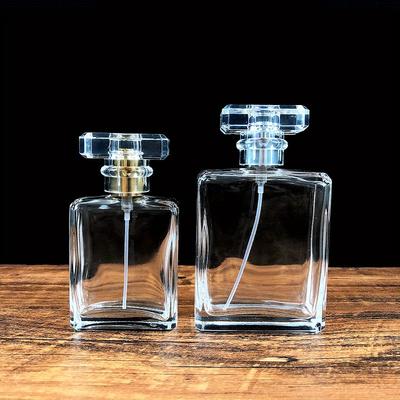 TEMU 1pc Square Glass Perfume - 50ml/100ml Refillable Spray Bottle For Travel, Pvc-free & Scent-free