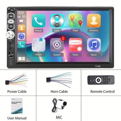 TEMU Hikity Single Din Autoradio 1 Din 7-inch Car Mp5 Player Carplayer For Auto Screen Car Stereo Radio Support Fm Aux Function+ 12led Camera (optional)