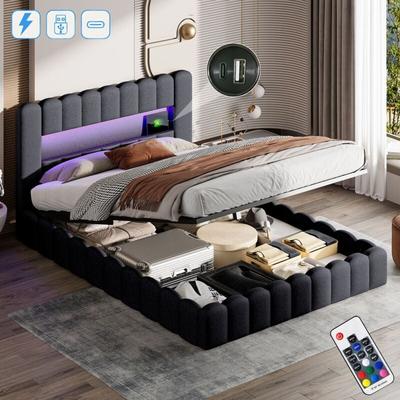 Dans Les Nuages - Bett mit Stauraum 140x200cm, mit LED-Beleuchtung, USB-A/C-Ladeanschluss, Image