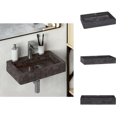 Vidaxl - Wandwaschbecken Schwarz 38x24x6,5 cm Marmor - Wandwaschbecken - Marmor Waschen - Schwarzes Image