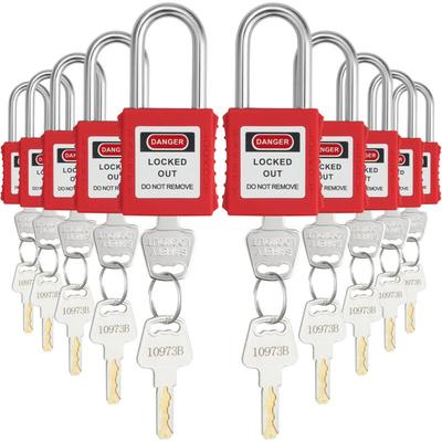 Vevor - Lockout-Tagout-Schloss-Set, 10 rote Sicherheits-Lockout-Vorhängeschlösser, mit 2 Schlüsseln
