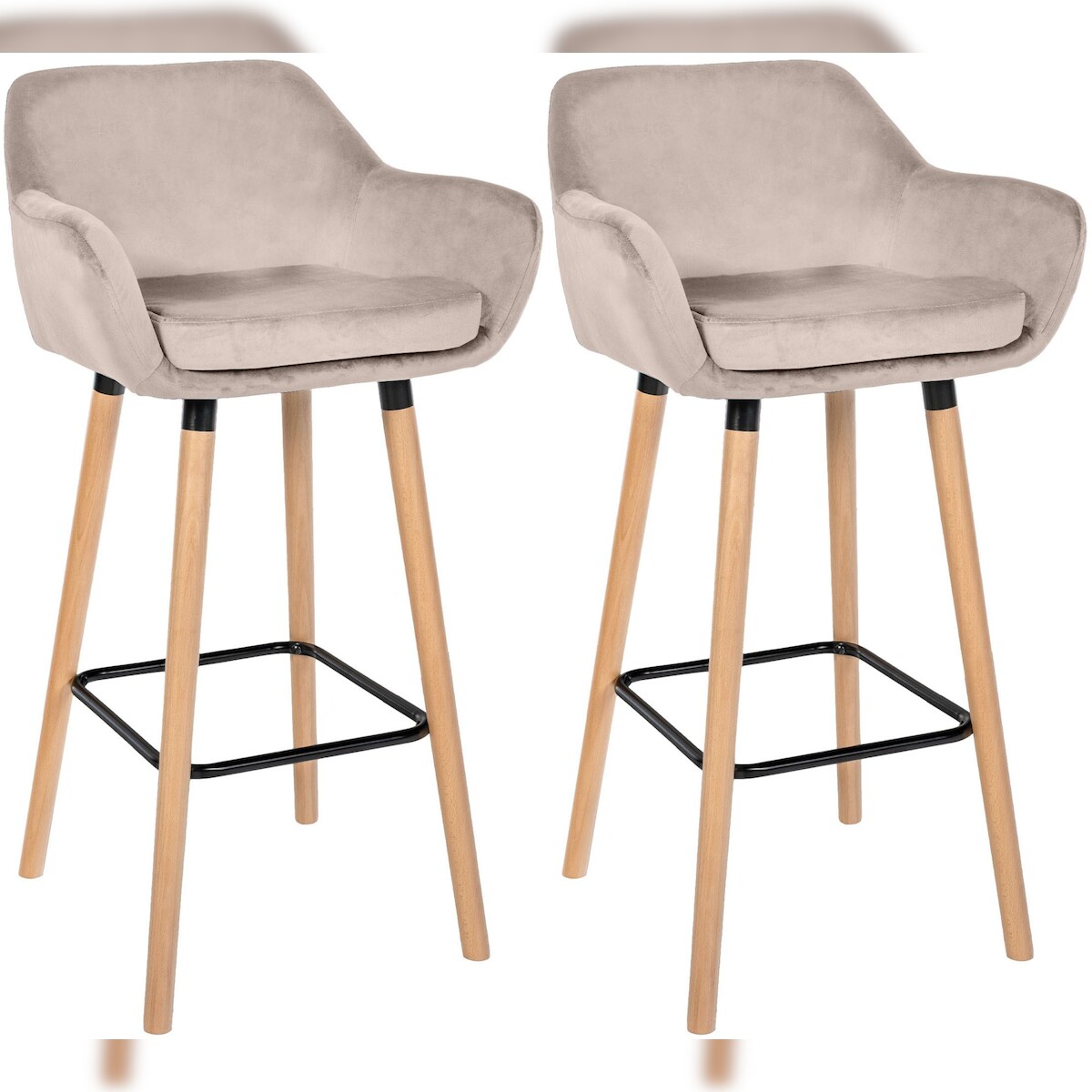 CLP 2er Set Barhocker Grant Samt creme Image