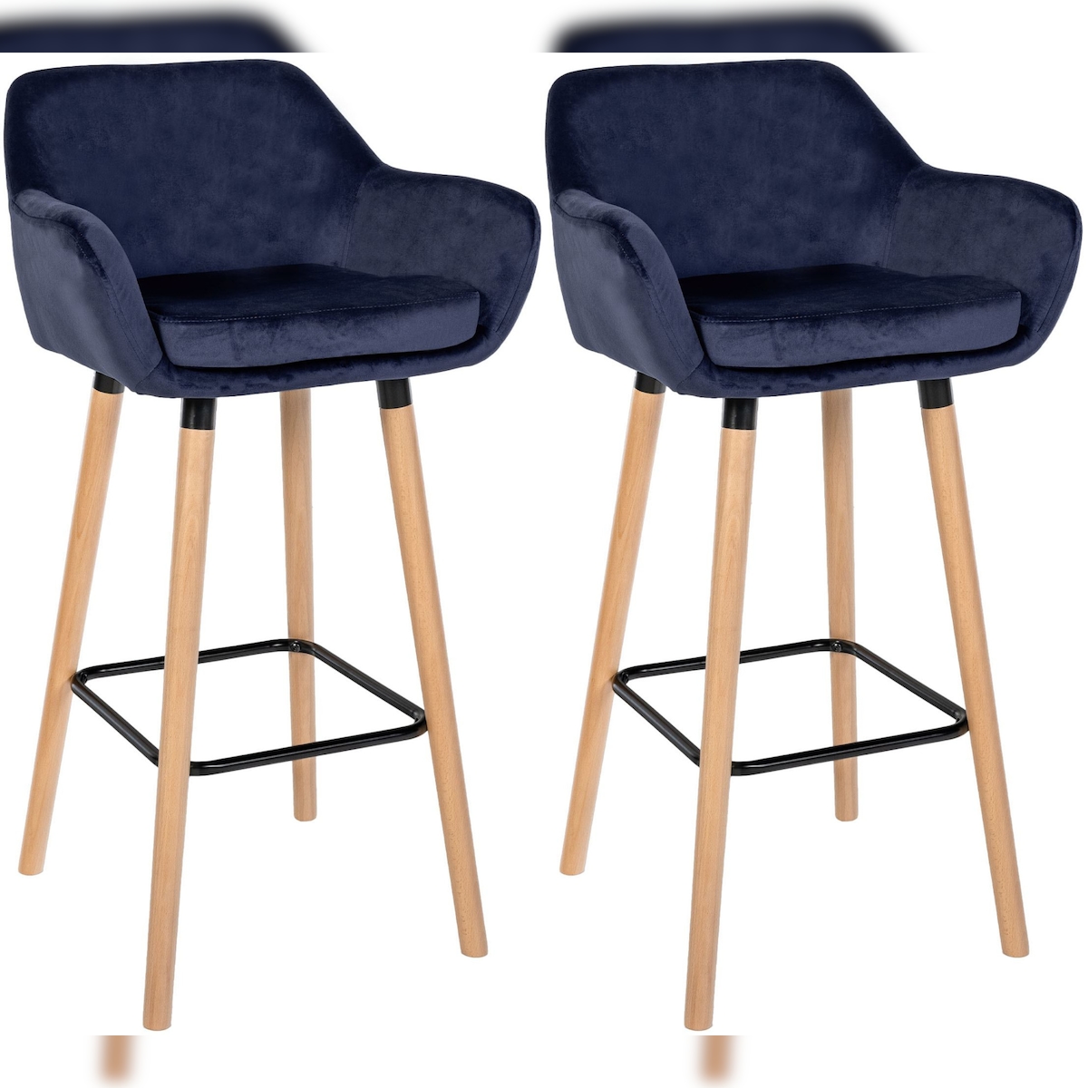 CLP 2er Set Barhocker Grant Samt dunkelblau Image