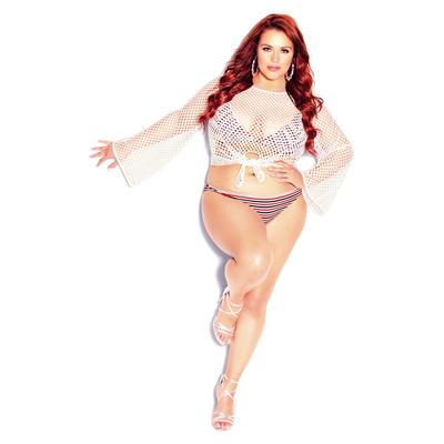 Plus Size Women's Daisy Print Bikini Pant - red stripe by City Chic in Red (Size 18 W)