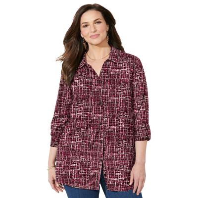 Plus Size Women's The Timeless Blouse by Catherines in Midnight Berry Painted Tweed (Size 0XWP)