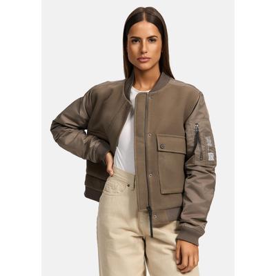 Bomberjacke NAVAHOO "Willstehaben 14", Damen, Gr. XXL (44), braun (dunkelbraun), Obermaterial 1: 90% Polyacryl 8% Viskose 2% Elasthan; Obermaterial 2: 100% Nylon; Innenfutter: 100% Polyester; Wattierung: 100% Polyester; Ärmelfutter: 100% Polyester,... Image