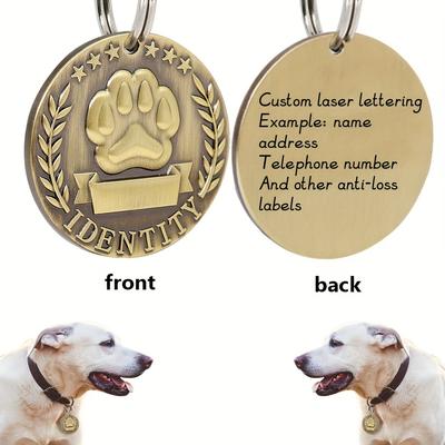 TEMU Custom Engraved Pet Id Tags For Dogs, Personalized Zinc Alloy Dog Tags With Paw Design, Collar Accessories With Name, Address And Phone Number For Lost Prevention