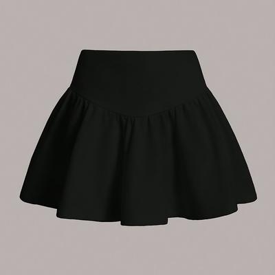 TEMU Elegant Women's Mini Skirt - High Stretch, Solid Color, Spring/summer/fall - Machine Washable