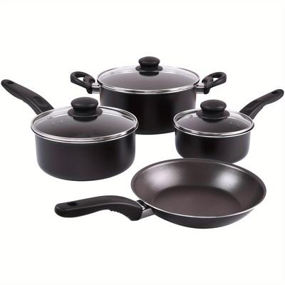 TEMU 7 Piece Non-stick Cookware Set Black