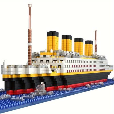 TEMU Titanic Creative Luxury Iceberg Cruise Ship Boat Wreck Set City Diy Model Building Blocks Bricks Toys Christmas Gift