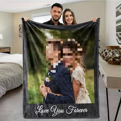 TEMU Custom Photo Flannel Blanket - Personalized, Soft & Cozy For Couch, Bed, Camping | Image