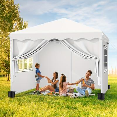 TEMU 3x3m Waterproof Pop-up With Uv Protection, Foldable & Stable For Outdoor Gatherings, Camping, - Includes 4 & Transparent Windows, Black, Camping Tent Image