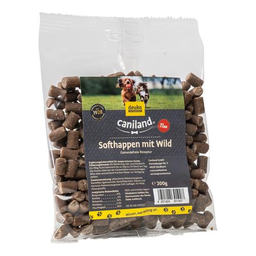 Sparpaket: 4x 200g Caniland Softhappen Getreidefrei mit Wild Hundesnacks