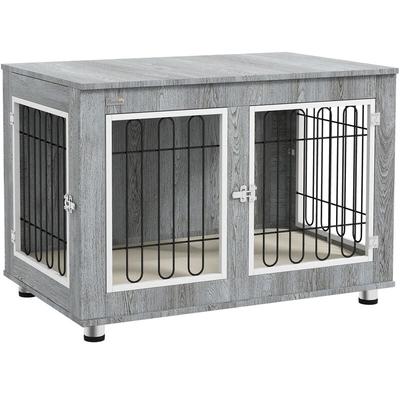 Pawhut - Hundekäfig Möbel mit 2 Türen Kissen 2 Verriegelungen Metall Hundebox für Zuhause Indoor Image