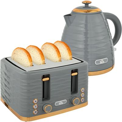 HOMCOM Wasserkocher Toaster Set Frühstück-Set mit 1,7L Wasserkocher, 4 Scheiben Toaster, 2200 W, 7 Image