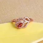 Huretailers-Bague de Cuir oral elu en Or Rose pour Femme, Bijoux de Tempérament, Accessoire de Doigt pour ixde Mariage, avec Cubique Rouge contre-indiqué