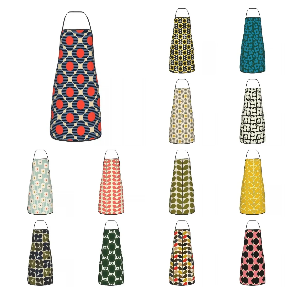 Tablier de cuisine unisexe à motif floral scandinave, tige de fleur Orla Kiely, bavoir, chef de cuisine, cuisson, femmes, hommes