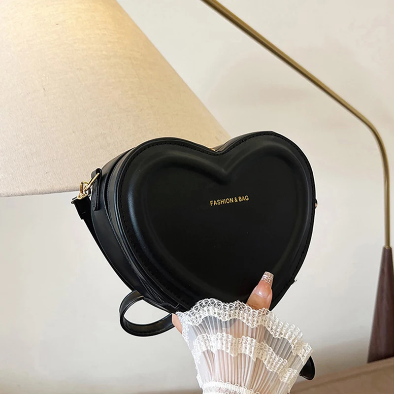 Sacs à bandoulière en forme de cœur pour femmes, sacs à main décontractés pour dames, sac initié en cuir PU, sacs de créateurs pour femmes, nouveau document solide, mode