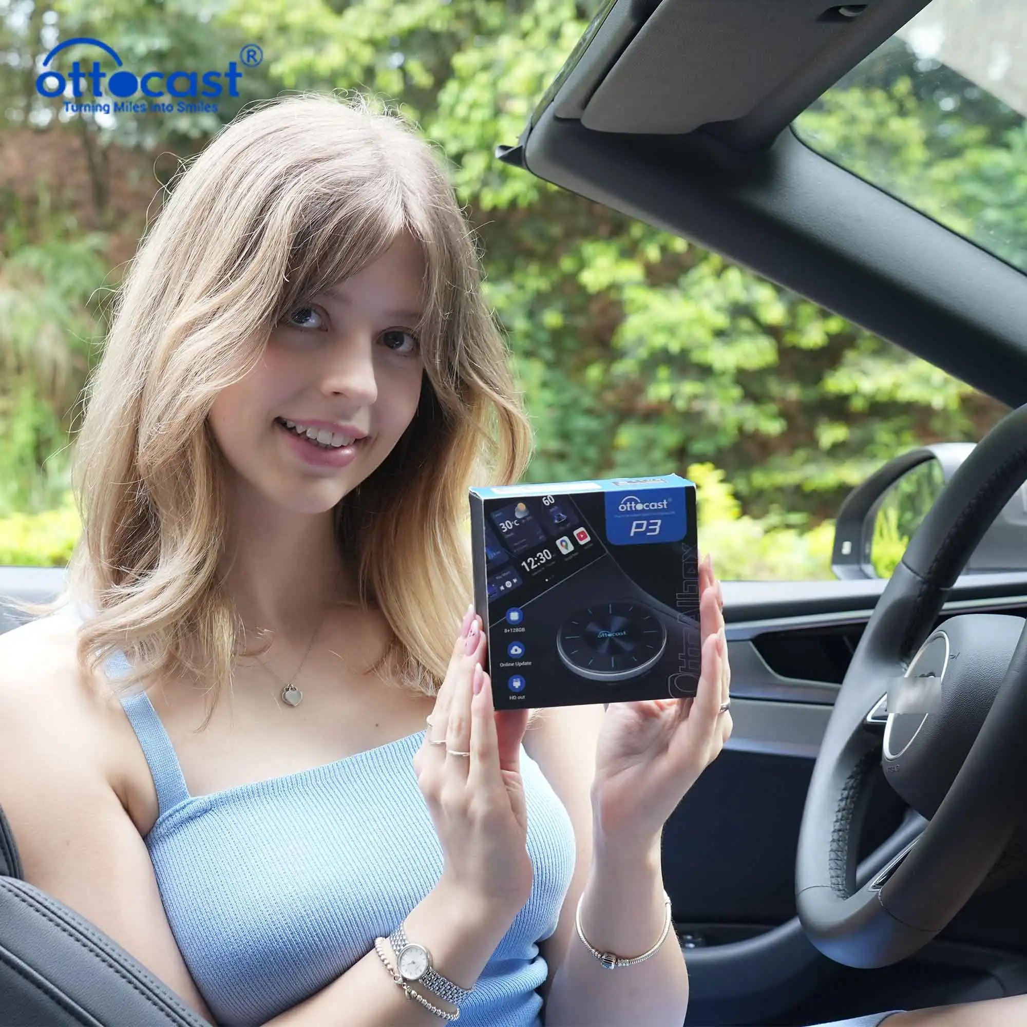 Ottocast P3 OttoAibox CarPlay AI Box Android TV Box für HDMI für Youtube Netflix Hulu Wireless Car Play Android Auto 2024 Neu Image