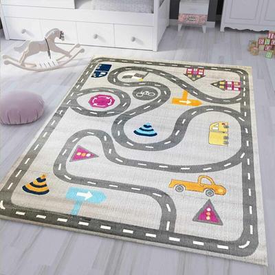 Vimoda - Kinderteppich Spielteppich Straße Auto Verkehr Teppich für Kinderzimmer Grau oder Image