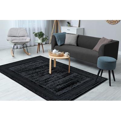 Teppich KAYOOM "Kalea 325", schwarz, B:160cm H:8mm L:230cm, Polyester, Teppiche, Flachgewebeteppich mit Relief-Design, Used-Look, moderne Farben Image